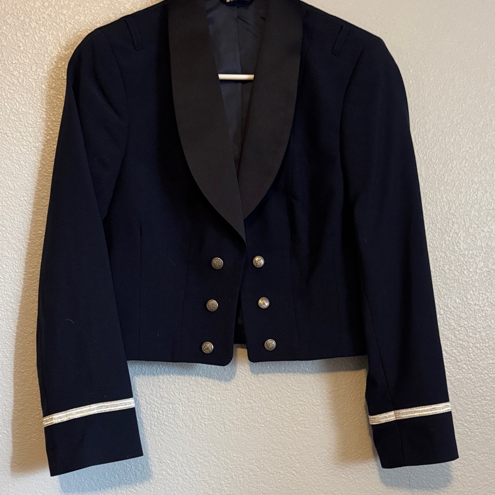 Women’s US Air Force Mess Dress Navy Double-Breasted Blazer with Satin Lapel